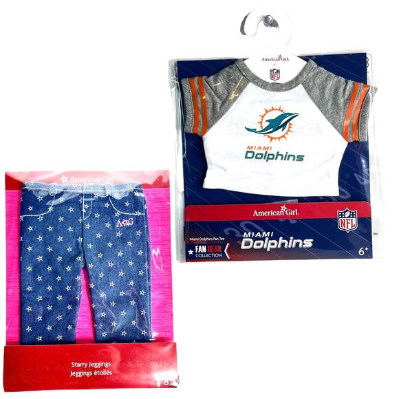 American Girl Doll NFL Miami DOLPHINS FAN TEE + STARRY JEGGINGS Football Outfit! - Picture 4 of 13